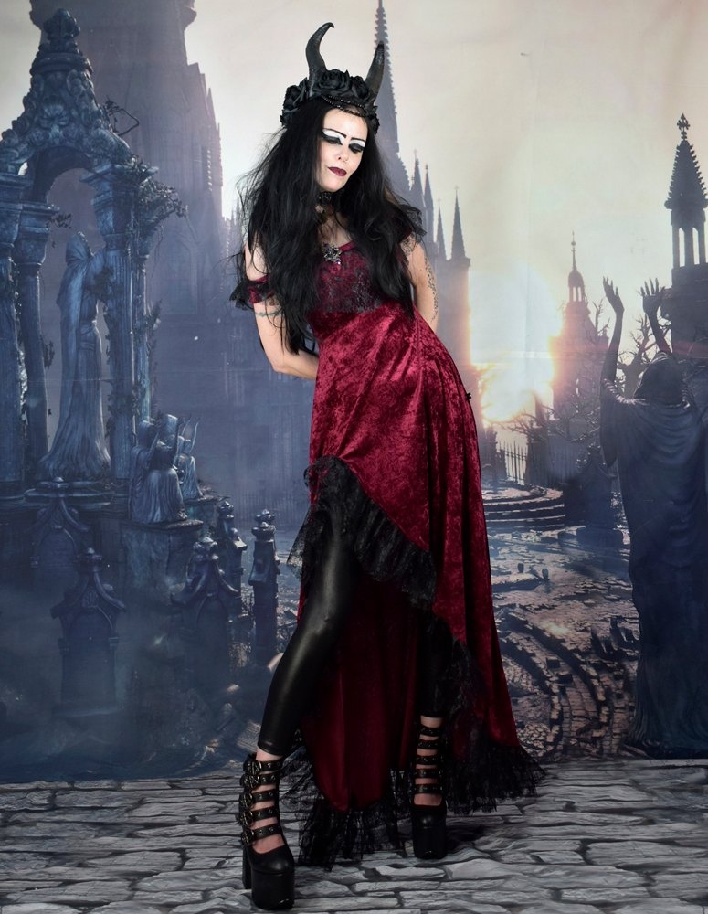 Dios De La Muerte Dress - crushed velvet medieval gypsy goth dress