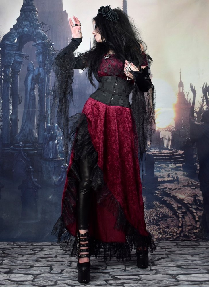 Dios De La Muerte Dress - crushed velvet medieval gypsy goth dress