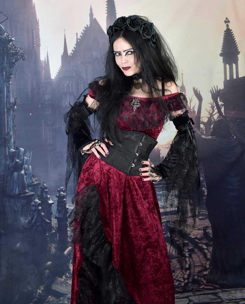 Dios De La Muerte Dress - crushed velvet medieval gypsy goth dress
