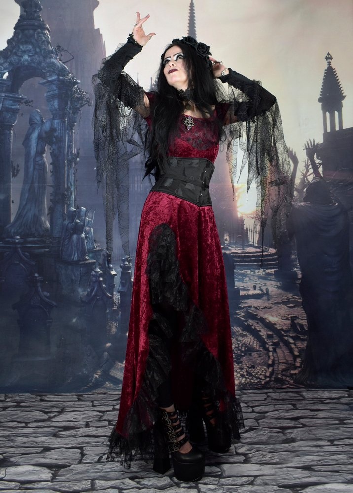 Dios De La Muerte Dress - crushed velvet medieval gypsy goth dress