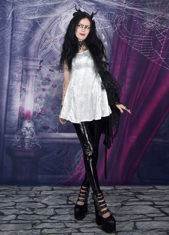 Sistermoon Minidress - crushed velvet panelled sleeveless mini dress by Moonmaiden Gothic Clothing