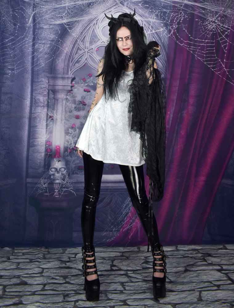 Sistermoon Minidress - crushed velvet panelled sleeveless mini dress by Moonmaiden Gothic Clothing