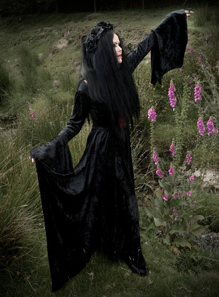 Wings of a Butterfly Dress - crushed velvet medieval witch dress by Moonmaiden Gothic Clothing