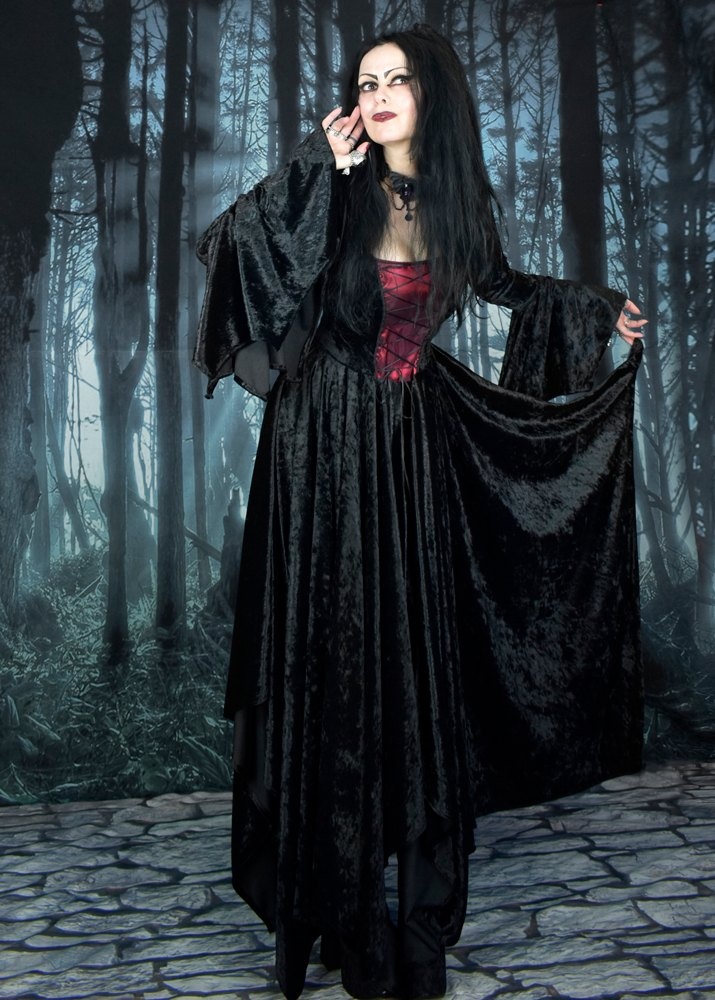 Wings of a Butterfly Dress - crushed velvet medieval witch dress by Moonmaiden Gothic Clothing