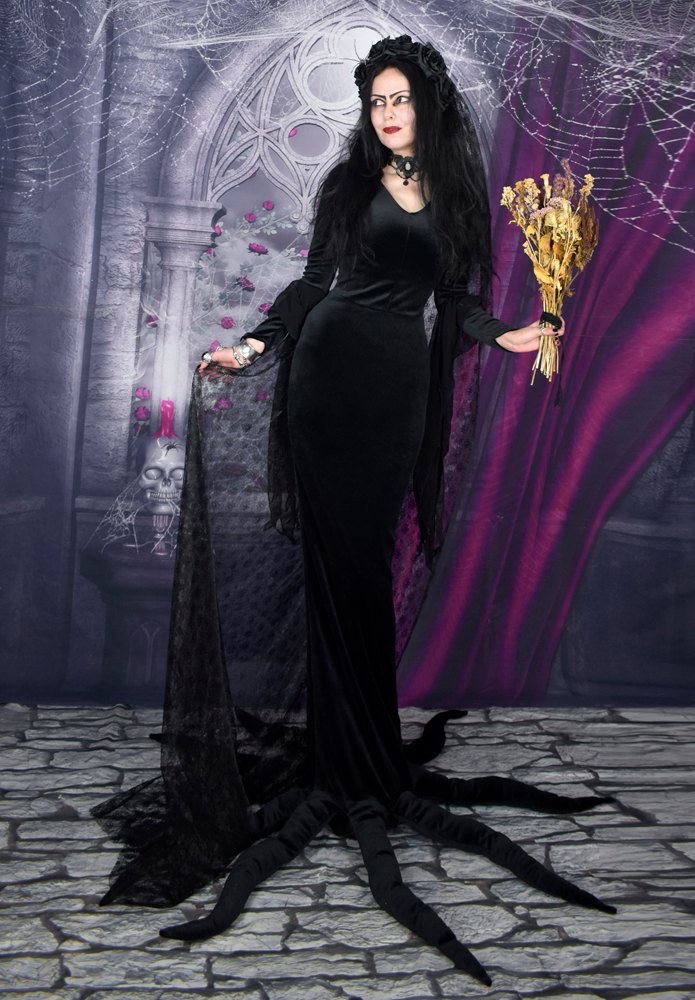 Carolyn Jones Morticia Dress - deluxe Addams Family Cosplay Dress by Moonmaiden Gothic Clothing