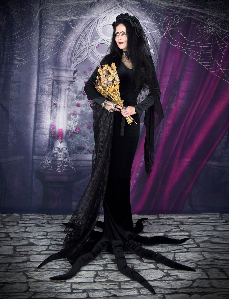 Carolyn Jones Morticia Dress - deluxe Addams Family Cosplay Dress by Moonmaiden Gothic Clothing