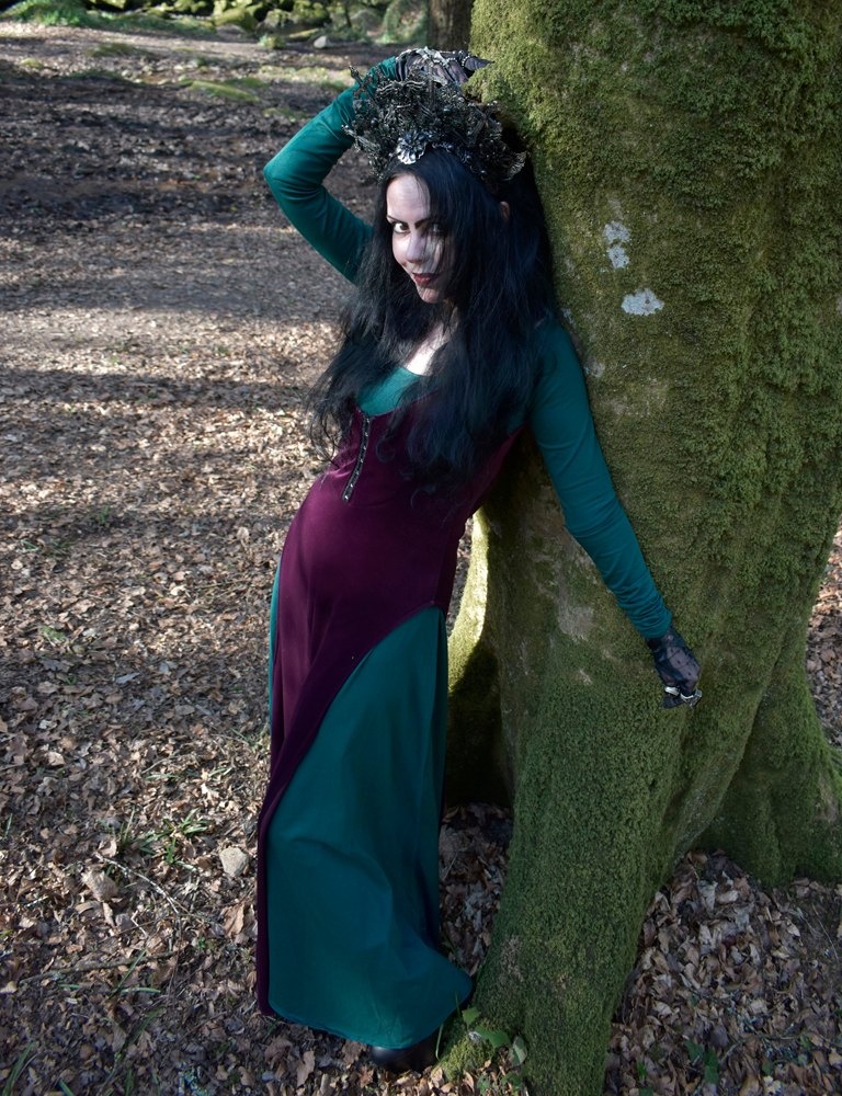 Minerva Witch Dress - cotton lycra long witchy dress by Moonmaiden Gothic Clothing