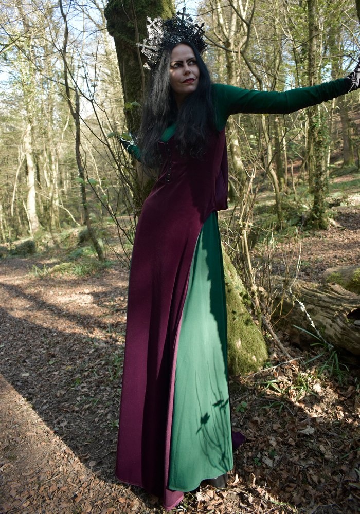 Minerva Overdress - steamed velvet hooded witchy over dress by Moonmaiden Gothic Clothing