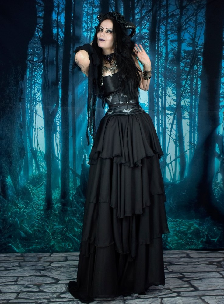 Golitha Falls Skirt - tiered steampunk witchy skirt by Moonmaiden Gothic Clothing