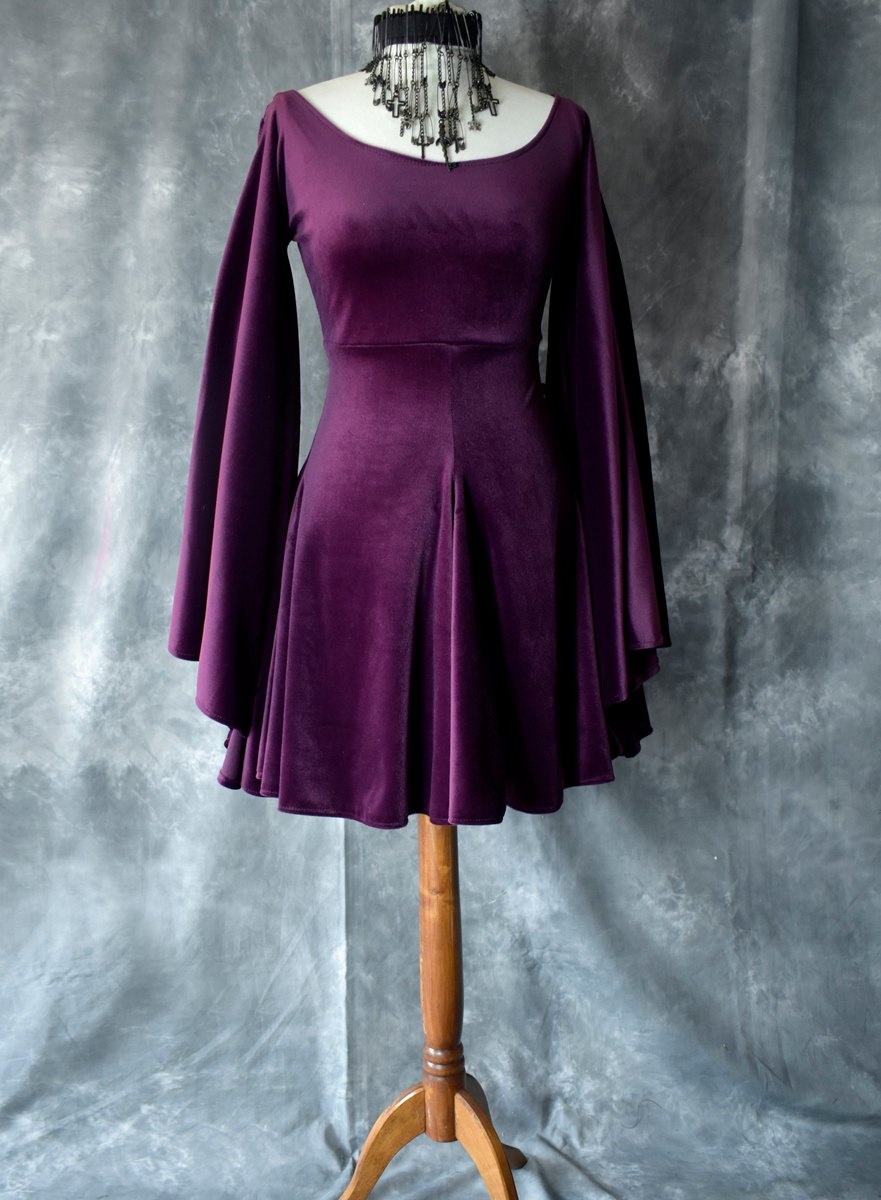 Moonshadow Fae of the Falls Minidres in Aubergine Steamed Velvet