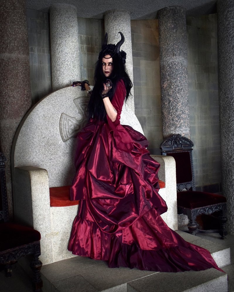 Love Never Dies Skirt - taffeta bustle Mina Harker skirt by Moonmaiden Gothic Clothing