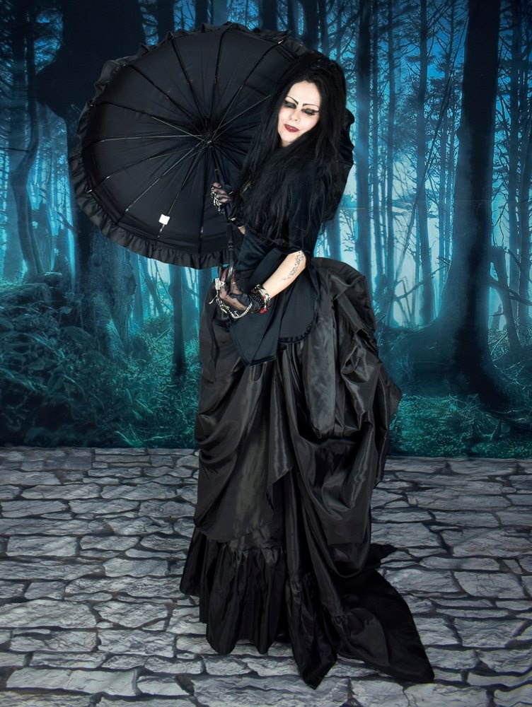 Love Never Dies Skirt - taffeta bustle Mina Harker skirt by Moonmaiden Gothic Clothing
