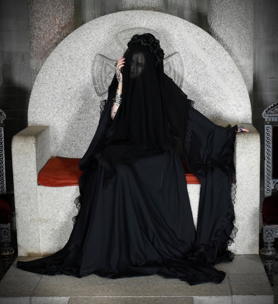 Spookerveil - lace trimmed mesh witchy veil by Moonmaiden Gothic Clothing