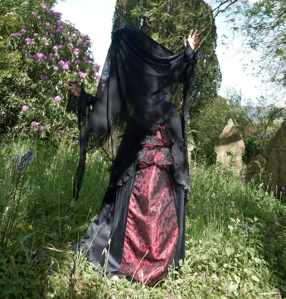 Spookerveil - lace trimmed mesh witchy veil by Moonmaiden Gothic Clothing
