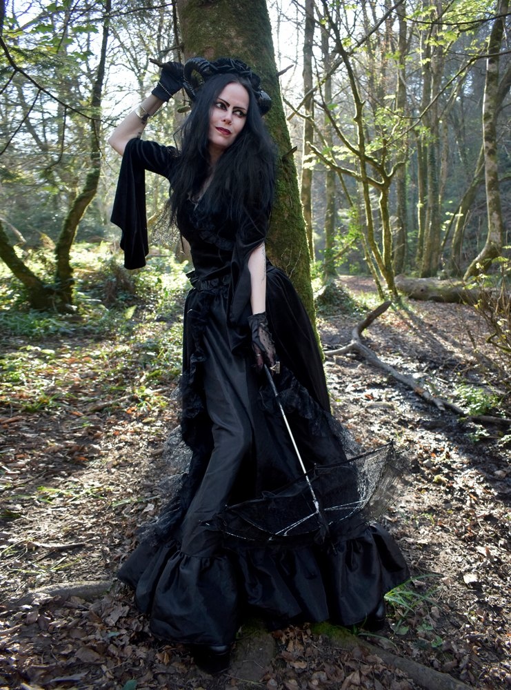 Blackdeath Skirt - steamed velvet, lace and taffeta steampunk goth skirt by Moonmaiden Gothic Clothing