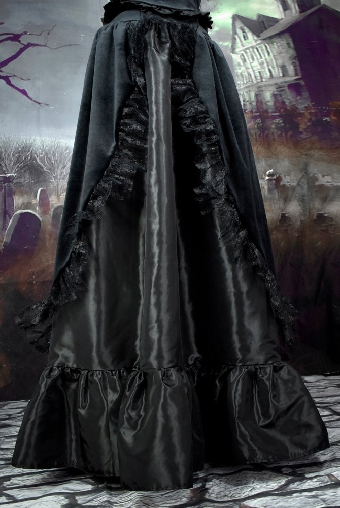 Blackdeath Skirt - steamed velvet, lace and taffeta steampunk goth skirt by Moonmaiden Gothic Clothing
