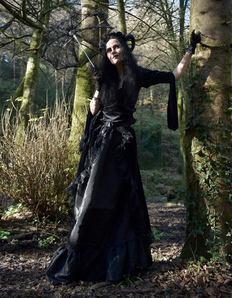 Blackdeath Skirt - steamed velvet, lace and taffeta steampunk goth skirt by Moonmaiden Gothic Clothing