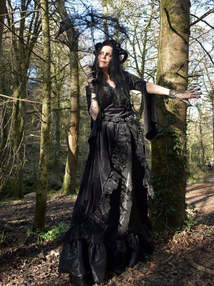 Blackdeath Skirt - steamed velvet, lace and taffeta steampunk goth skirt by Moonmaiden Gothic Clothing