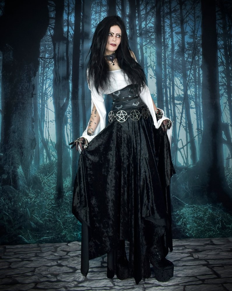 Wings of a Butterfly Skirt - crushed velvet pointy witchy goth skirt by Moonmaiden Gothic Clothing