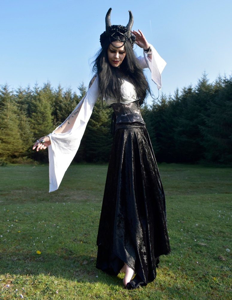 Wings of a Butterfly Skirt - crushed velvet pointy witchy goth skirt by Moonmaiden Gothic Clothing