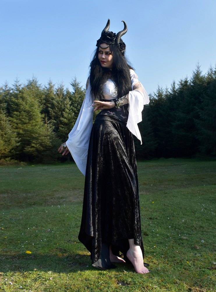 Wings of a Butterfly Skirt - crushed velvet pointy witchy goth skirt by Moonmaiden Gothic Clothing