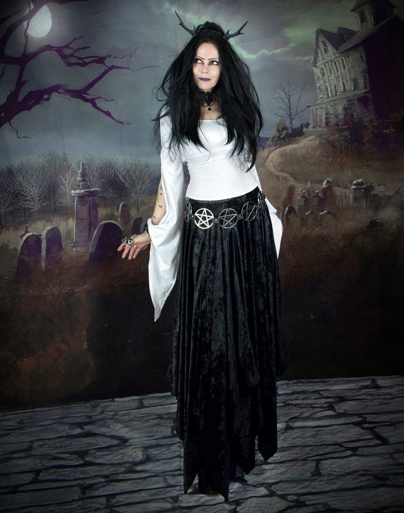 Wings of a Butterfly Skirt - crushed velvet pointy witchy goth skirt by Moonmaiden Gothic Clothing