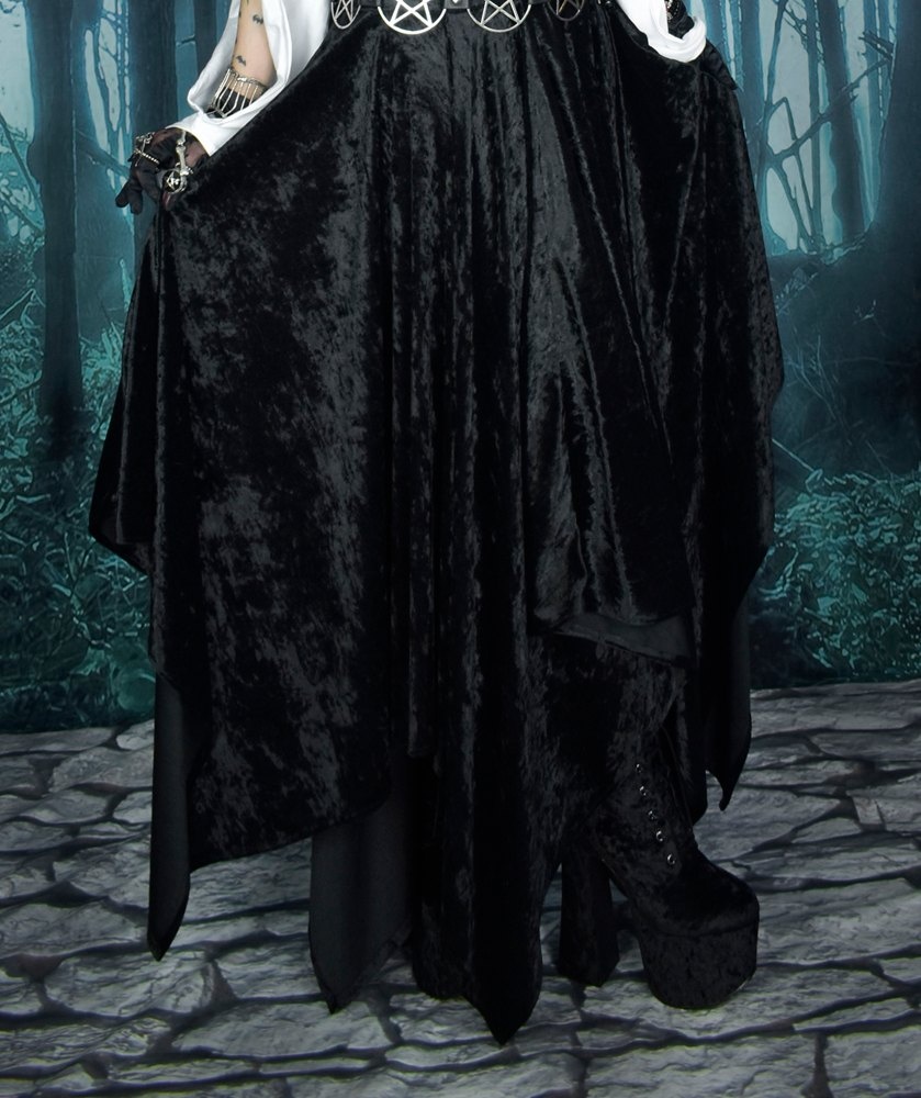 Wings of a Butterfly Skirt - crushed velvet pointy witchy goth skirt by Moonmaiden Gothic Clothing