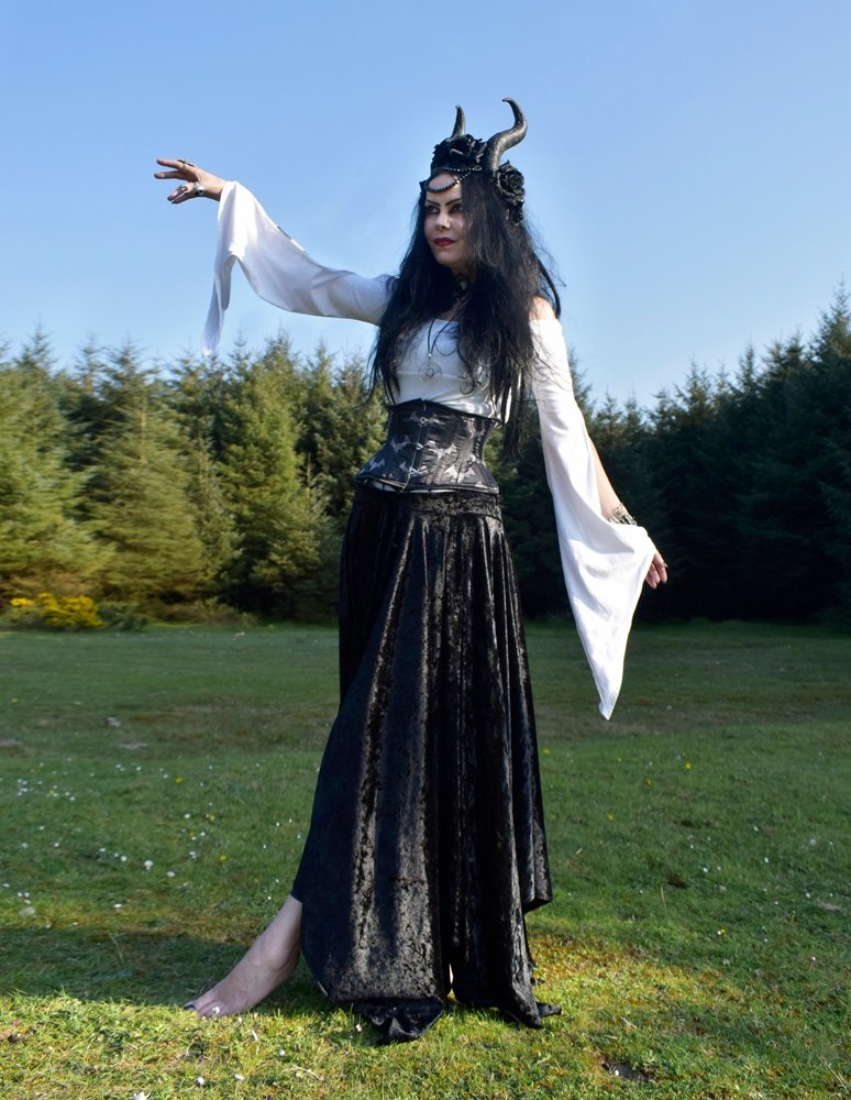 Wings of a Butterfly Skirt - crushed velvet pointy witchy goth skirt by Moonmaiden Gothic Clothing