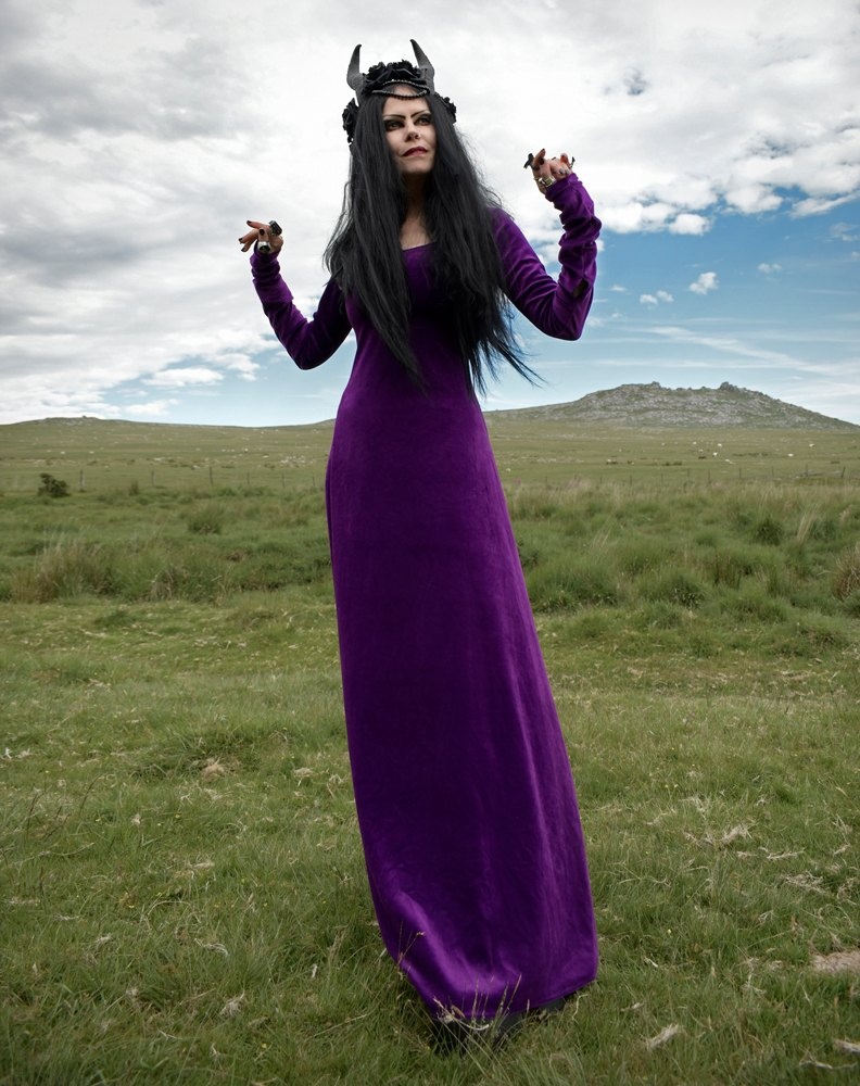 Moonshadow Minerva Witch Dress - steamed velvet goth witchy dress by Moonmaiden Gothic Clothing