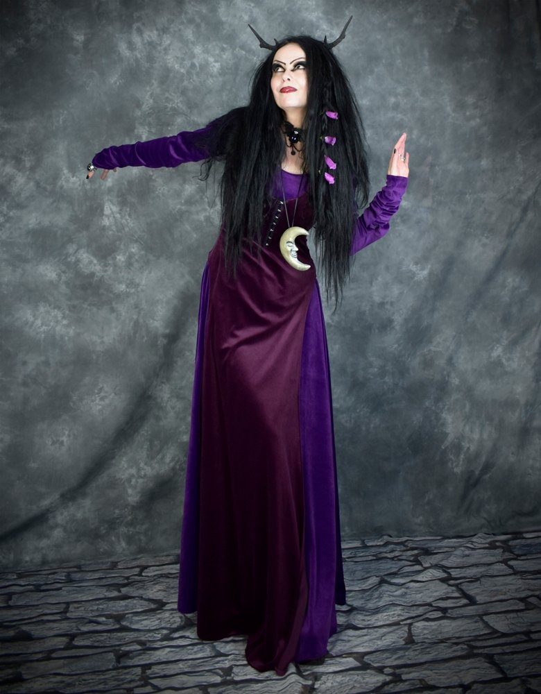 Moonshadow Minerva Witch Dress - steamed velvet goth witchy dress by Moonmaiden Gothic Clothing