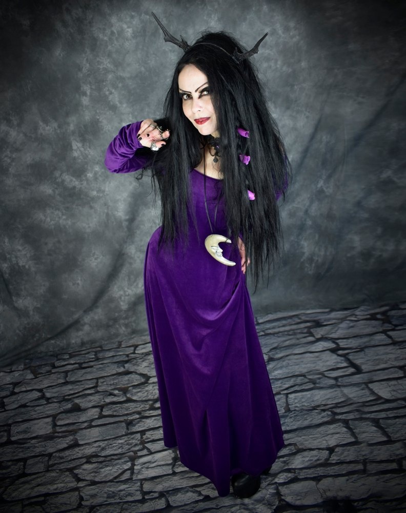 Moonshadow Minerva Witch Dress - steamed velvet goth witchy dress by Moonmaiden Gothic Clothing