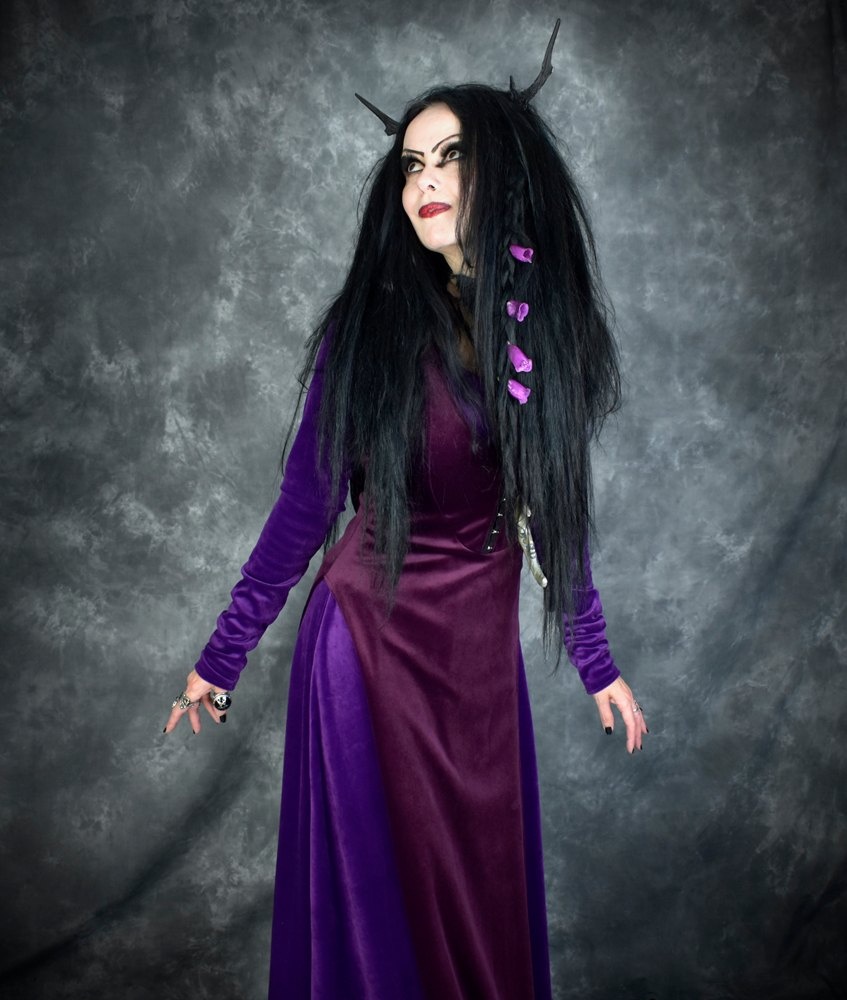 Moonshadow Minerva Witch Dress - steamed velvet goth witchy dress by Moonmaiden Gothic Clothing