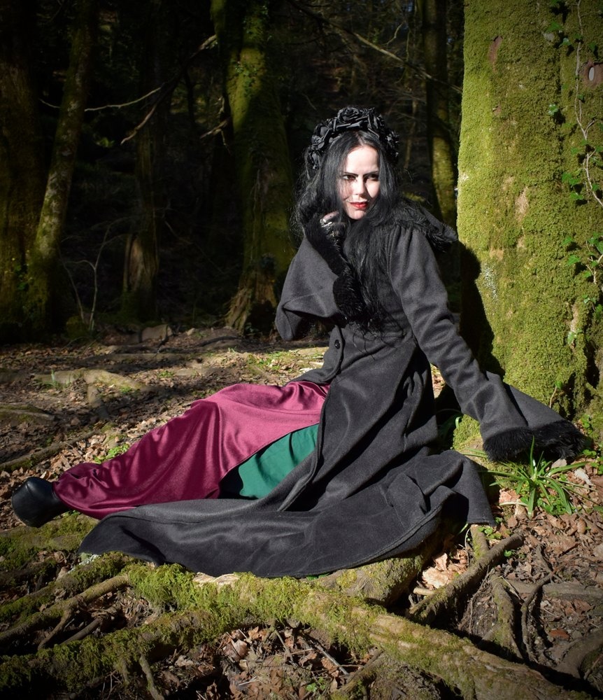 Wolfpergis Coat - Fleece and Faux Fur Steampunk witch goth long coat by Moonmaiden Gothic Clothing