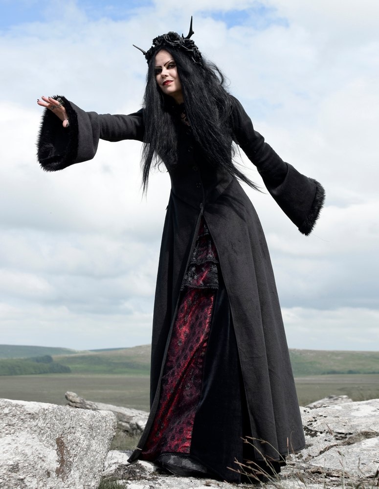 Wolfpergis Coat - Fleece and Faux Fur Steampunk witch goth long coat by Moonmaiden Gothic Clothing