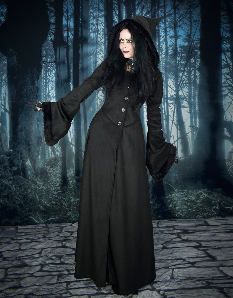 Wolfpergis Coat - Fleece and Faux Fur Steampunk witch goth long coat by Moonmaiden Gothic Clothing