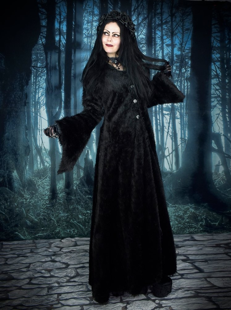 Furrywydan II Coat - faux fur goth witch coat by Moonmaiden Gothic Clothing