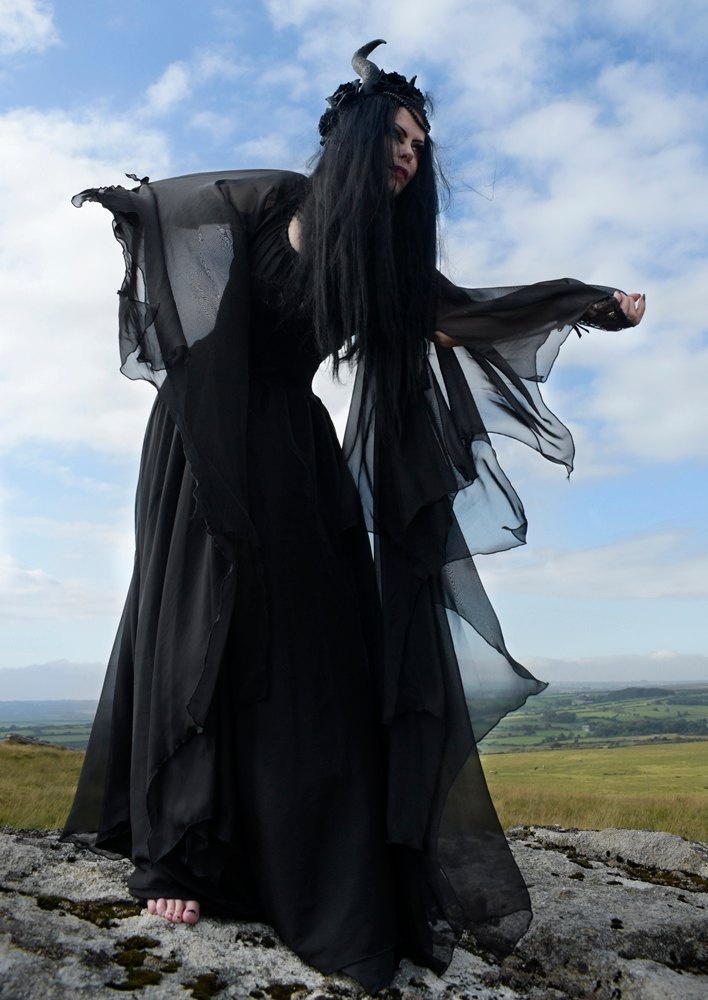 Ravenlily Gown - steampunk witch Lily Munster Gown by Moonmaiden Gothic Clothing