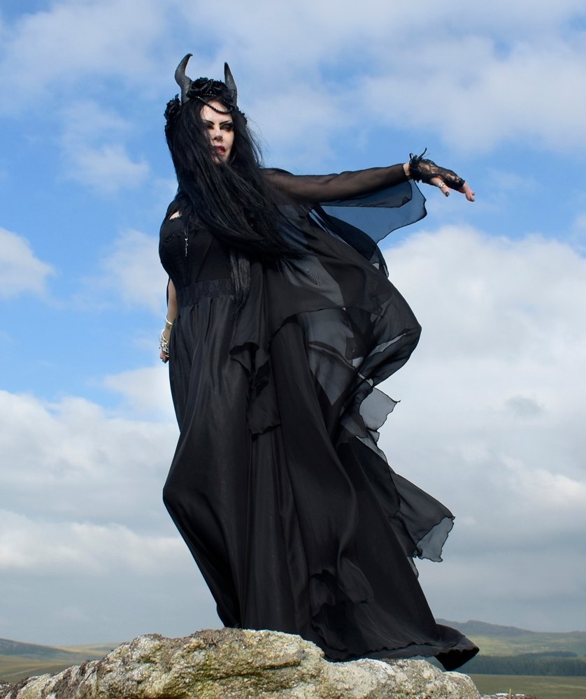 Ravenlily Gown - steampunk witch Lily Munster Gown by Moonmaiden Gothic Clothing