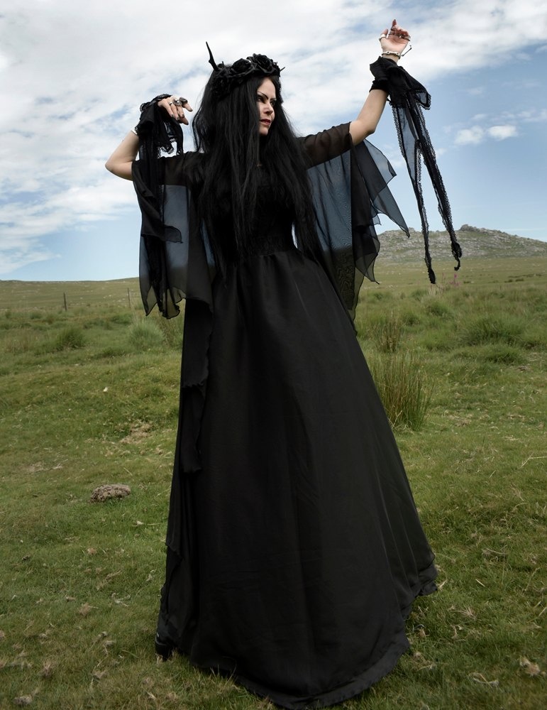 Ravenlily Gown - steampunk witch Lily Munster Gown by Moonmaiden Gothic Clothing