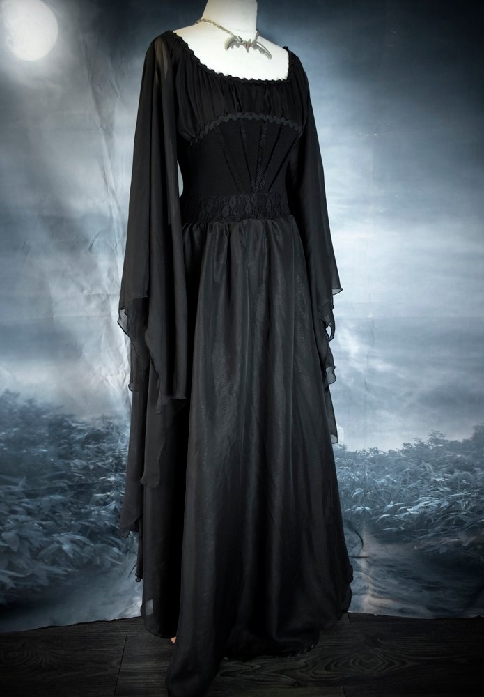 Ravenlily Gown - steampunk witch Lily Munster Gown by Moonmaiden Gothic Clothing