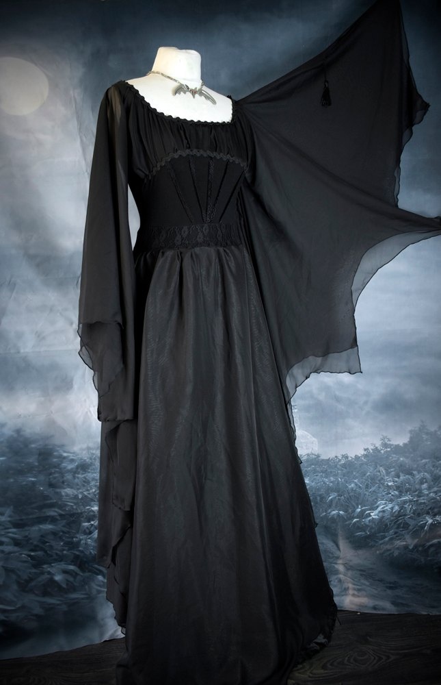 Ravenlily Gown - steampunk witch Lily Munster Gown by Moonmaiden Gothic Clothing