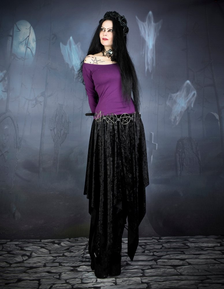 Elvenwitch Skirt - crushed velvet elven witchy skirt by Moonmaiden Gothic Clothing