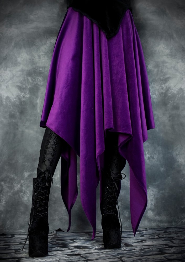 Moonshadow Elvenwitch Skirt - Steamed Velvet witchy elven skirt by Moonmaiden Gothic Clothing