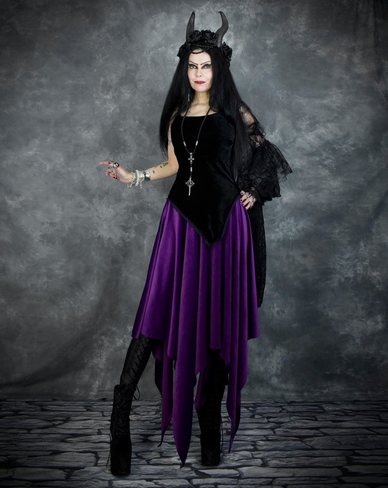 Moonshadow Moonbeam Top - Steamed Velvet Strappy Assymetric Witchy Top by Moonmaiden Gothic Clothing