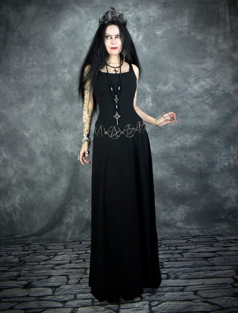 Sleeveless Minerva Dress - cotton lycra gothic witch Dress by Moonmaiden Gothic Clothing
