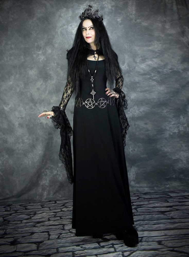 Sleeveless Minerva Dress - cotton lycra gothic witch Dress by Moonmaiden Gothic Clothing