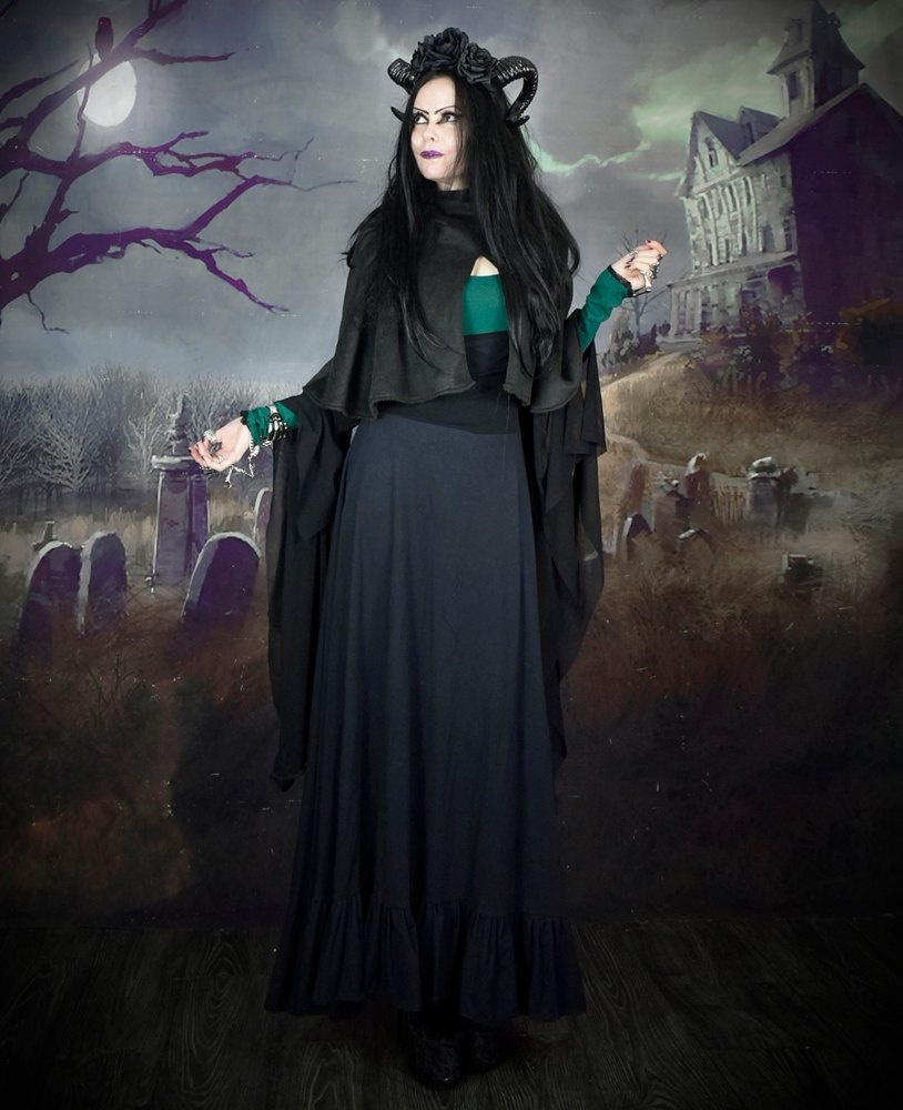Witches Tears Capelet - fleece high cowl neck short cape by Moonmaiden Gothic Clothing