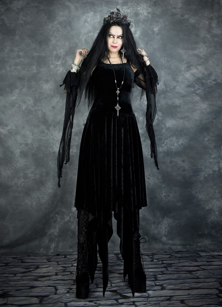 Strappy Elvenwitch Dress - Steamed Velvet witchy strappy dress by Moonmaiden Gothic Clothing