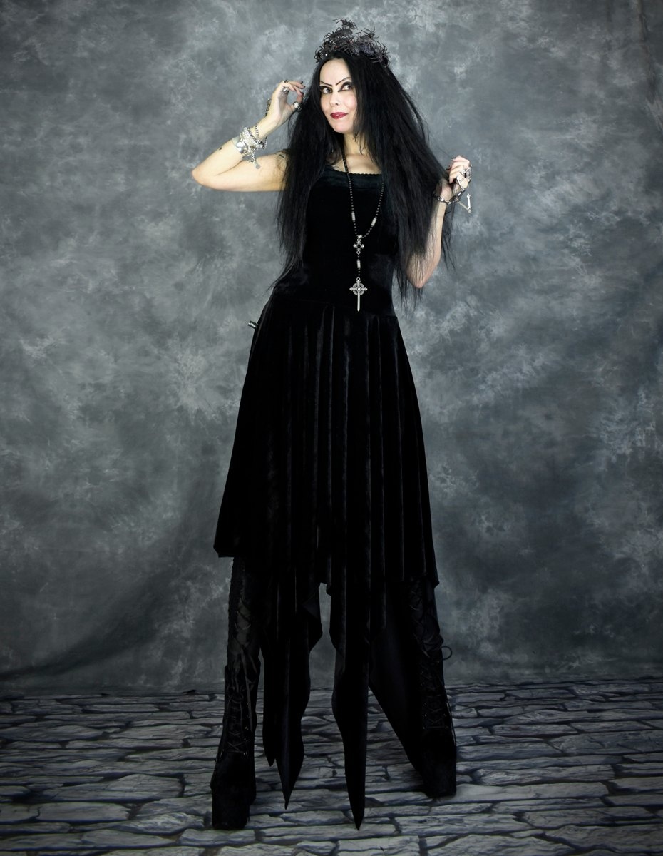 Strappy Elvenwitch Dress - Steamed Velvet witchy strappy dress by Moonmaiden Gothic Clothing