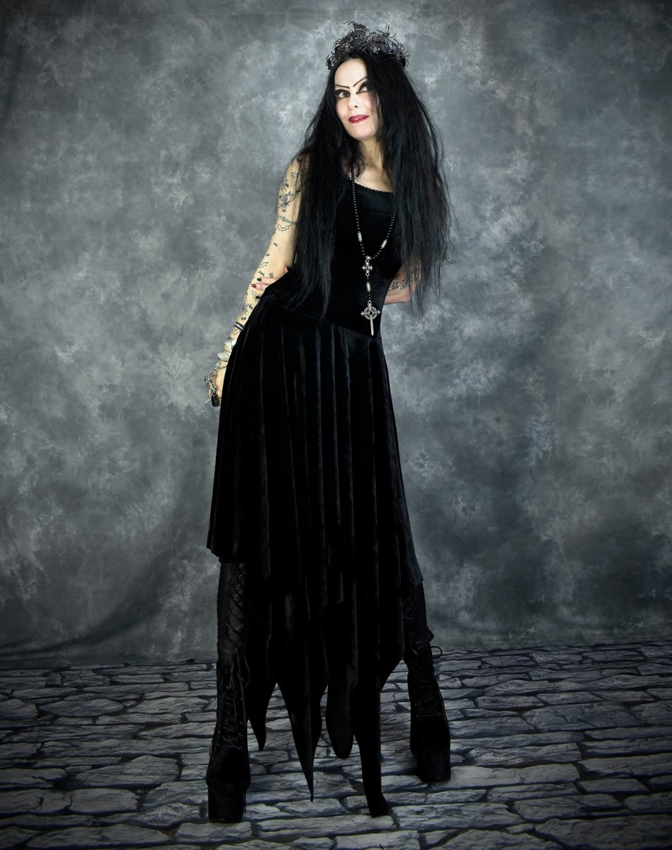 Strappy Elvenwitch Dress - Steamed Velvet witchy strappy dress by Moonmaiden Gothic Clothing